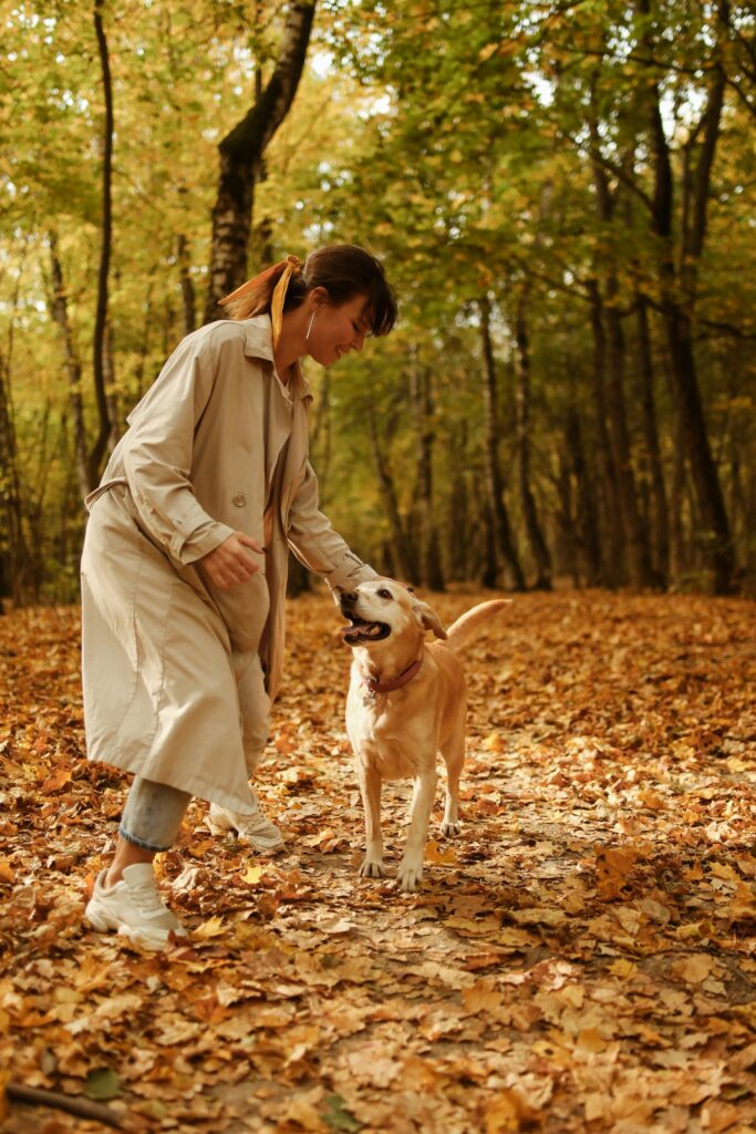 woman and a dog